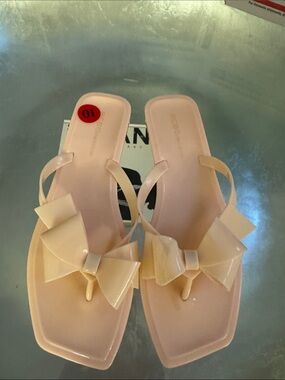 BCBGeneration Pale Pink Bow Jelly Thong Sandals